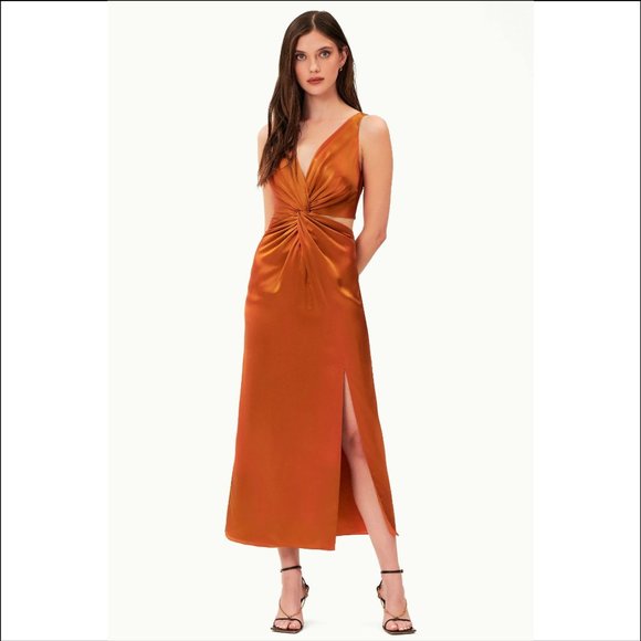 [Worn Once] Nicholas Josephine Silk Twist Dress with Side Cutout, Ginger, 4 - Picture 1 of 6